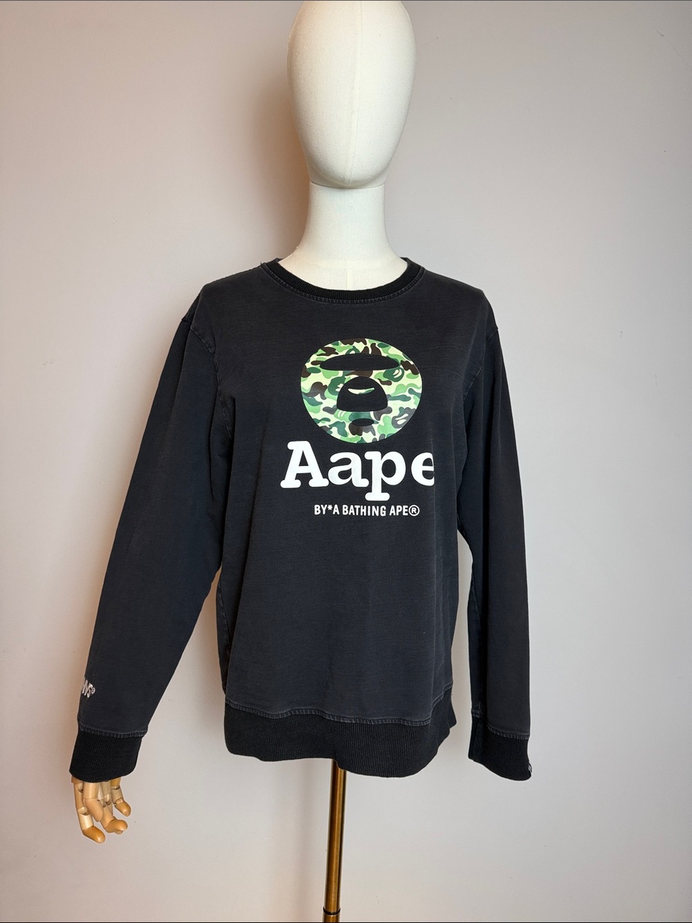 AAPE By A Bathing Ape Black Moonface Camo Logo Sweatshirt
